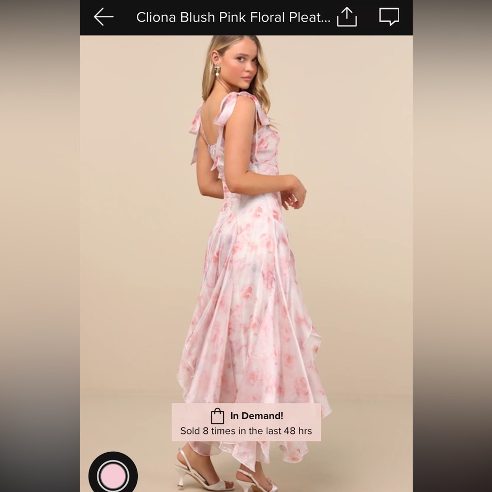 Lulus Cliona Blush Pink Floral Pleated Tie-strap Maxi Dress- Size S